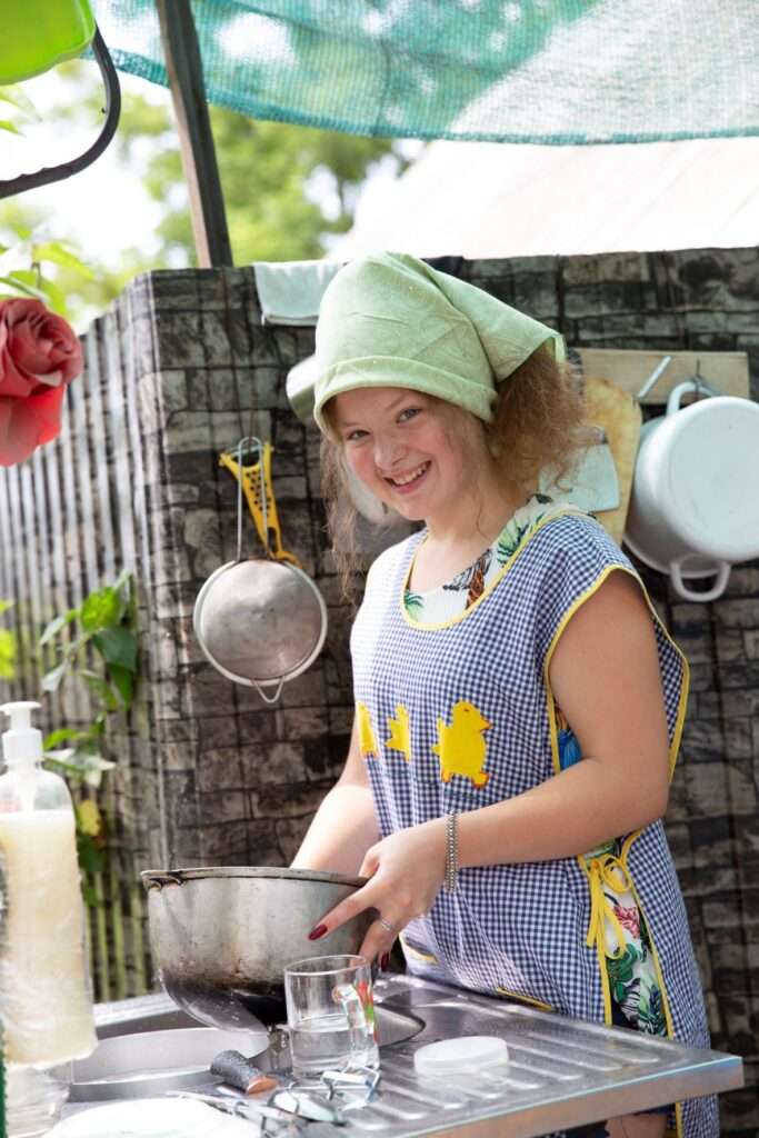 Iana doing chores