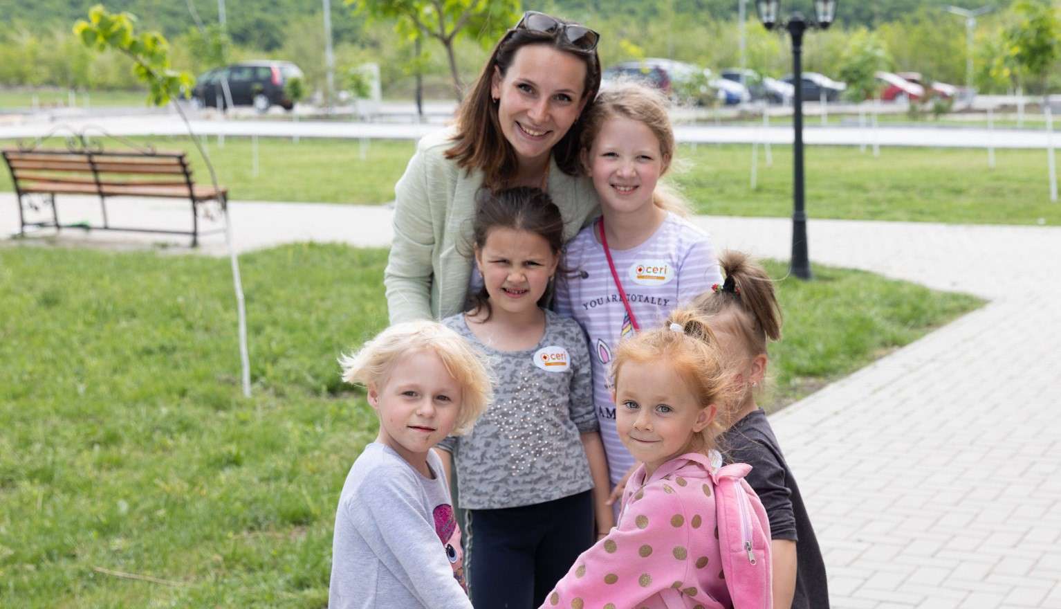 Children from Ukraine with CERI team member in Moldova