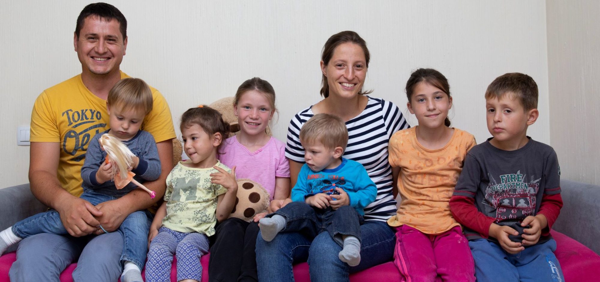 Moraru siblings with their foster family.